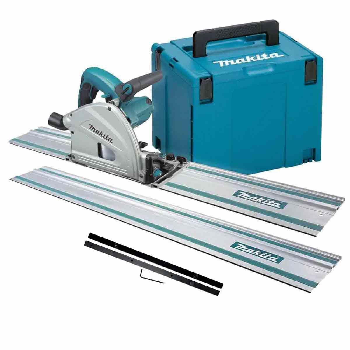 Makita SP6000J2 Plunge Saw with 2 x 1.5m Rails, Connector Bar & Case 240V