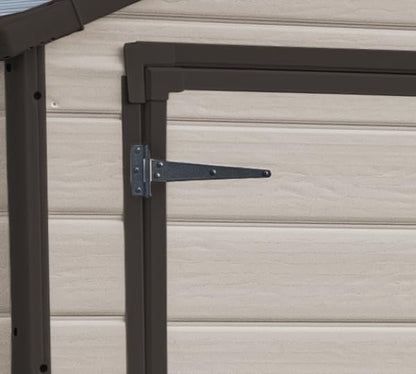 Keter Manor Outdoor Apex Double Door Garden Storage Shed 6 x 8ft Beige Brown Wood effect | Fade Free | All Weather Resistant | Safe and Secure | Zero Maintenance | 15 year Warranty