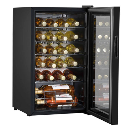 24 Bottle Wine Cooler Fridge with Digital Touch Screen Controls & LED Light, Black - DH9