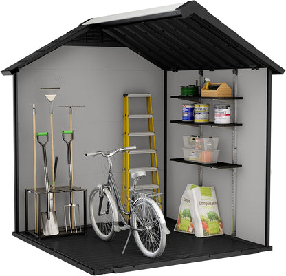 Keter Premier Apex Outdoor Garden Storage Shed, Grey, 7.5 x 7 ft