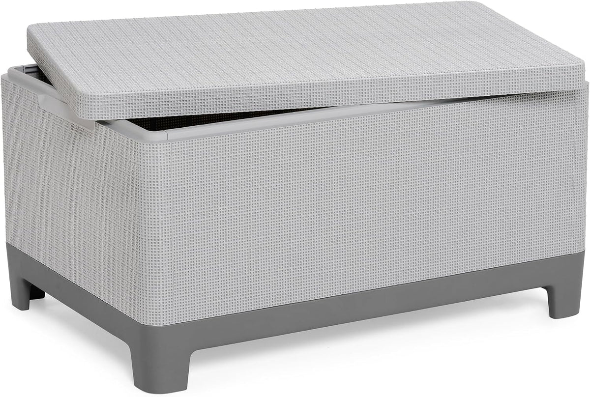 Keter Scandi Linea 4 Seater Garden Lounge Set - Grey | Outdoor Sofa & Armchairs with Storage Table | Weather-Resistant Garden Patio Furniture